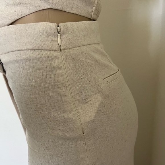 Chic Linen Blend 2-Piece Set | Halter Crop Top & Wide Leg Pants Size Small - Picture 6 of 9